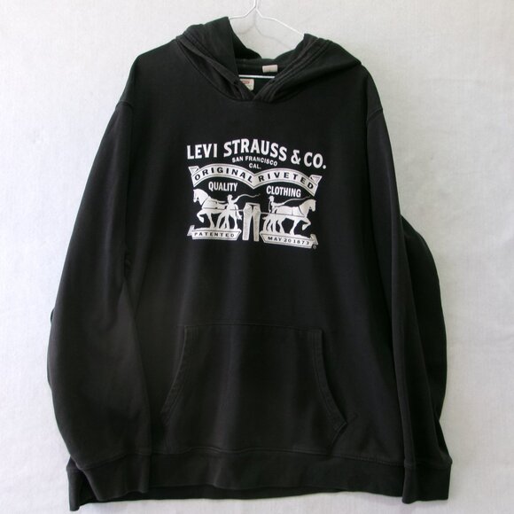 Levi's Classic Logo Black Hoodie Sweatshirt XXL Red Tab - Picture 1 of 3